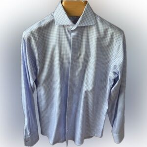 Lorenzouomo Men's Blue Checkered Shirt